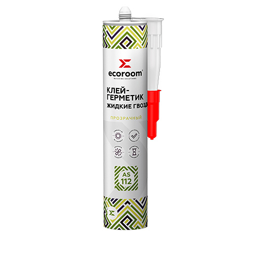 Клей-герметик ECOROOM AS-112 акриловый "жидкие гвозди" прозрачный, 310 мл, картридж